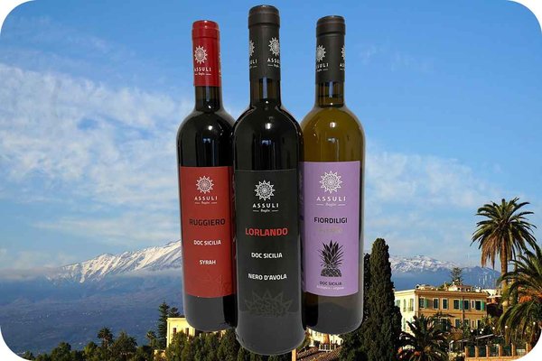 Our tasting package Sicily against the backdrop of Mount Etna.