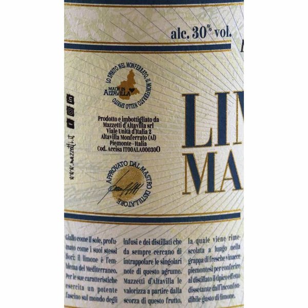 Mazzetti LIMONE - Zitronenlikör auf Grappabasis